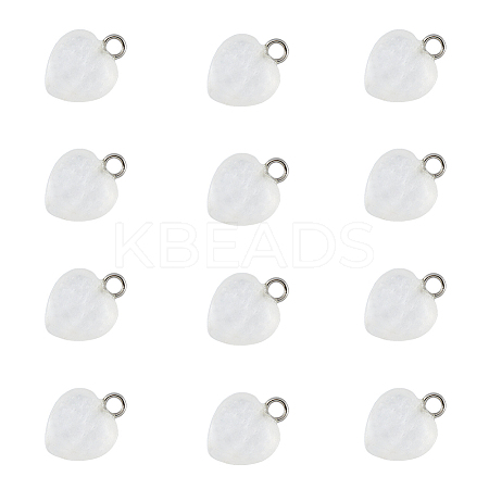 12Pcs Natural Quartz Crystal Heart Charms G-FI0001-29-1