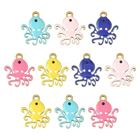 10Pcs 5 Colors Ion Plating(IP) 201 Stainless Steel Charms STAS-YW0003-45-1