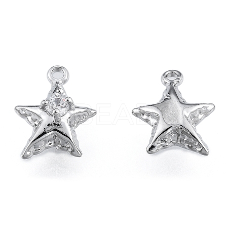 Brass Pave Clear Cubic Zirconia Charms KK-L207-001P-1