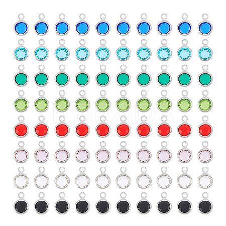 Unicraftale 8 Color 304 Stainless Steel with Glass Charms STAS-UN0048-44B-1