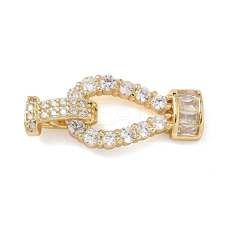 Brass Micro Pave Clear Cubic Zirconia Fold Over Clasps KK-U059-60G-1