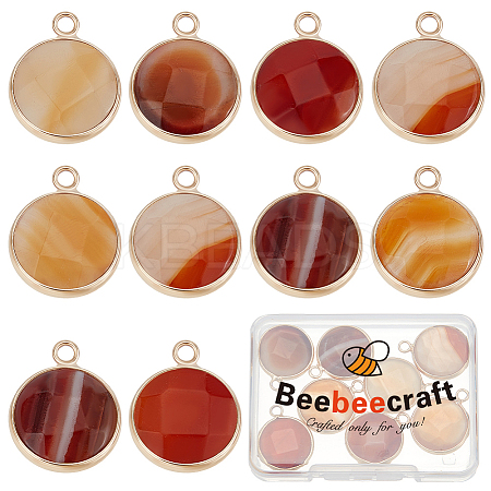 10Pcs Natural Red Agate Dyed Pendants G-BBC0001-37B-1