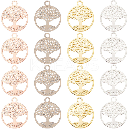 24Pcs 4 Colors Brass Filigree Pendants KK-CN0002-01-1