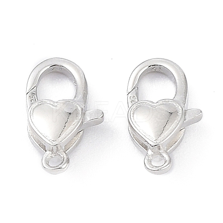 Anti-Tarnish Rhodium Plated 925 Sterling Silver Lobster Claw Clasps STER-K173-16P-1