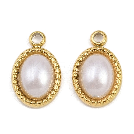 304 Stainless Steel ABS Imitation Pearl Charms STAS-Z166-21C-G-1