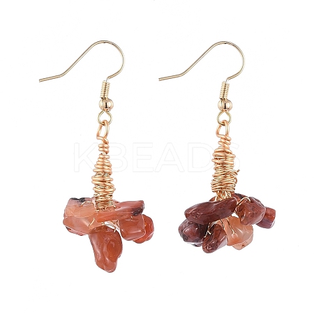 Natural Agate Clip Beads Dangle Cluster Earrings EJEW-JE03949-04-1