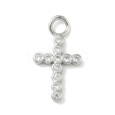 Brass Micro Pave Clear Cubic Zirconia Pendants KK-H528-09B-P-1