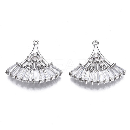 Brass Micro Pave Clear Cubic Zirconia Pendants ZIRC-S069-005P-1