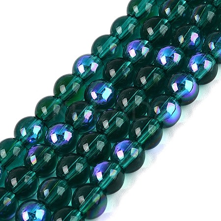 Transparent Electroplate Glass Beads Strands EGLA-Q132-6MM-01A-19-1