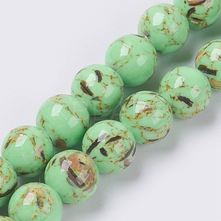 Sea Shell and Synthetic Turquoise Assembled Beads Strands G-G758-02-6mm-1