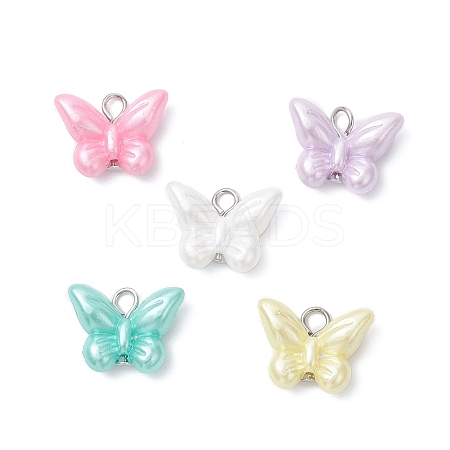 Opaque Acrylic Imitation Pearl Beads Pendants PALLOY-JF04296-01-1