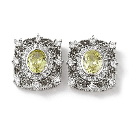 Brass Micro Pave Cubic Zirconia Beads KK-G491-36P-03-1