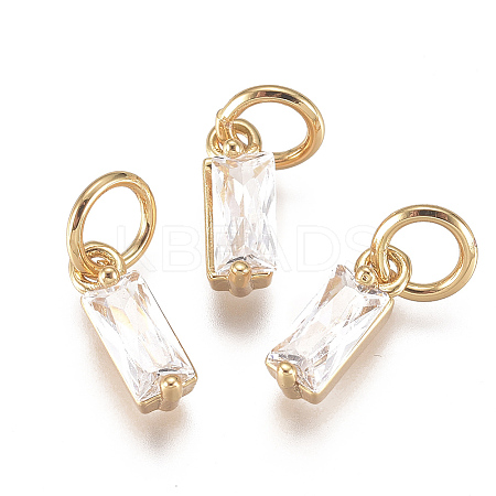 Brass Micro Pave Cubic Zirconia Charms ZIRC-F111-03G-06-1