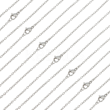 30Pcs 304 Stainless Steel Flat Cable Chain Necklaces Set for Men Women STAS-BBC0004-99B-1
