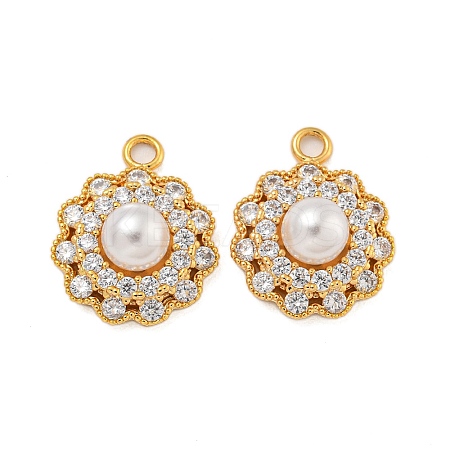 Brass Micro Pave Cubic Zirconia Pendants KK-U036-06G-1