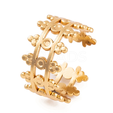 PVD Vacuum Plating 304 Stainless Steel Cuff Rings for Women RJEW-G316-15G-1