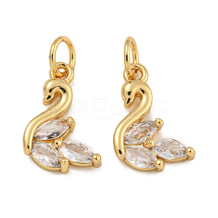 Rack Plating Brass Micro Pave Clear Cubic Zirconia Charms KK-U030-15G-1