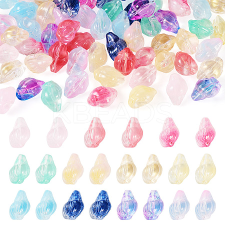 66Pcs 11 Colors Transparent Spray Paint Glass Beads GLAA-TA0003-18-1