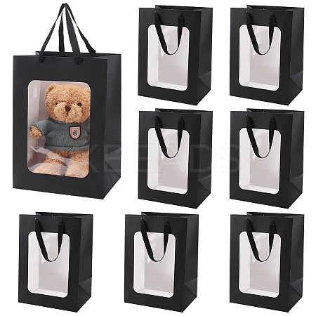 Paper Visible Window Gift Bags with Rope Handles ABAG-WH0040-14A-1