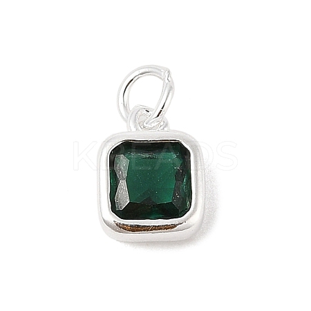 925 Sterling Silver Pave Cubic Zirconia Square Charms with Jump Rings and 925 Stamp STER-D288-05S-01-1