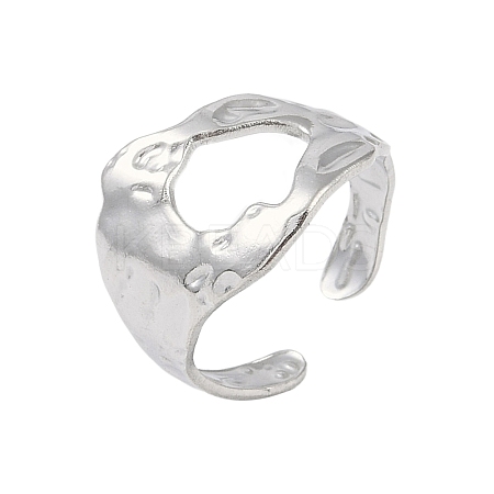 Non-Tarnish 304 Stainless Steel Textured Open Cuff Rings LS-RJEW-C095-08A-P-1