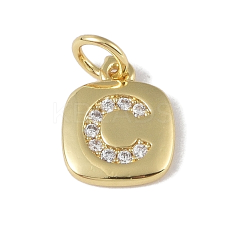 Rack Plating Brass Micro Pave CLear Cubic Zirconia Charms KK-E110-14G-C-1