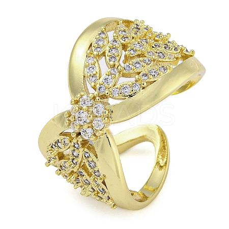 Infinity Brass Micro Pave Clear Cubic Zirconia Open Cuff Rings RJEW-Z046-05G-02-1