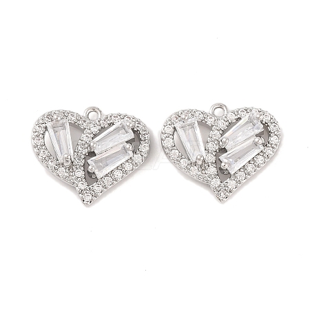 Brass Micro Pave Clear Cubic Zirconia Pendants KK-S389-13P-1