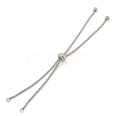 Non-Tarnish 304 Stainless Steel Box Chain Slider Bracelet Makings STAS-P360-03P-1