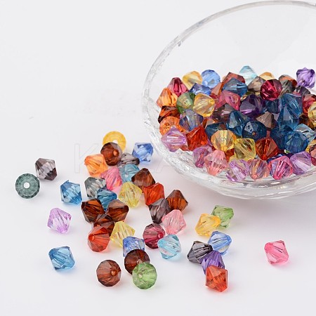 Faceted Bicone Transparent Acrylic Beads DBB14MM-1