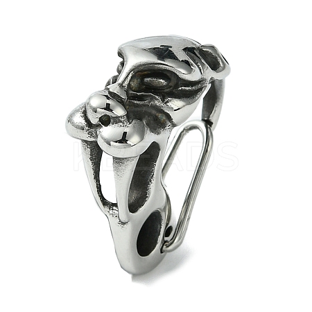 Tibetan Style 304 Stainless Steel Spring Gate Rings STAS-C099-09AS-1