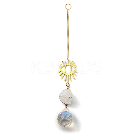Wire Wrapped Nuggets Natural Quartz Crystal Pendant Decorations HJEW-C008-02A-G-1