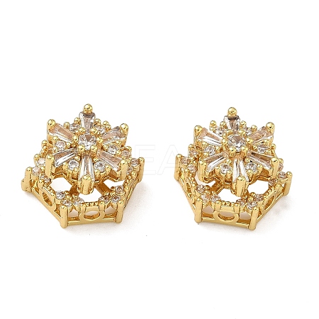 Brass Clear Cubic Zirconia Beads KK-D228-21G-1