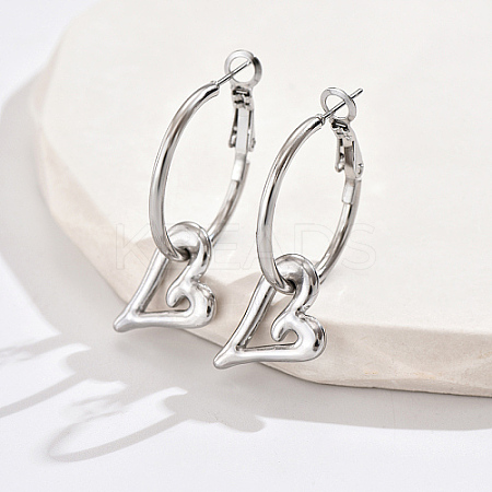 Non-Tarnish 304 Stainless Steel Dangle Hoop Earrings SU2975-2-1