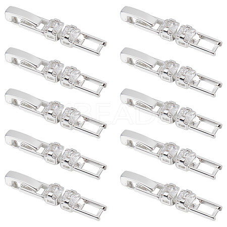 10Pcs Brass Pave Clear Cubic Zirconia Watch Band Clasps KK-BC0013-67S-1