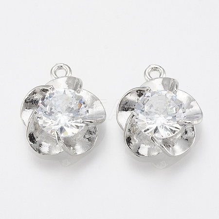 Alloy Cubic Zirconia Pendants ZIRC-Q017-040P-1