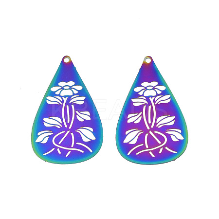 Rainbow Color 201 Stainless Steel Pendants X-STAS-N102-22M-1