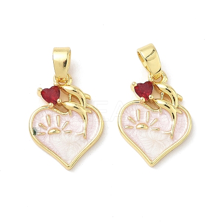 Brass Micro Pave Cubic Zirconia with Enamel Pendants KK-Z134-03G-02-1