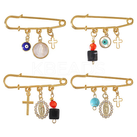 4Pcs 4 Styles Steel Heavy Duty Safety Pins JEWB-CA00008-1