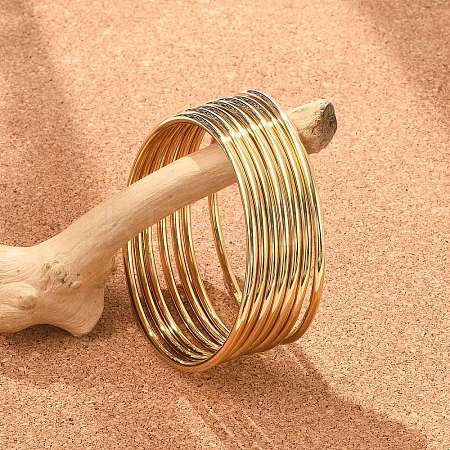 7Pcs PVD Vacuum Plating 201 Stainless Steel Plain Bangle Sets for Women BJEW-L664-022C-G02-1
