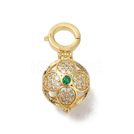 Rack Plating Brass Micro Pave Cubic Zirconia Fold Over Clasps KK-A222-02B-G-1