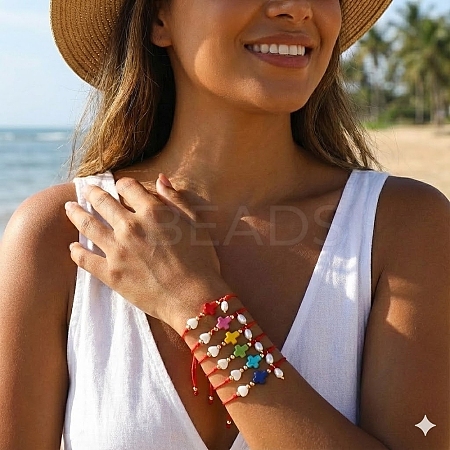 6Pcs Plastic Imitation Pearl Charm Bracelets GR7958-7-1