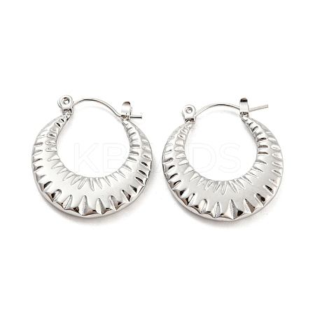 Non-Tarnish Texture Ring 304 Stainless Steel Hoop Earrings for Women LS-EJEW-C067-07P-1