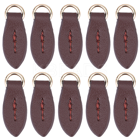 10Pcs Cattlehide Zipper Heads PURS-CL0001-19C-1