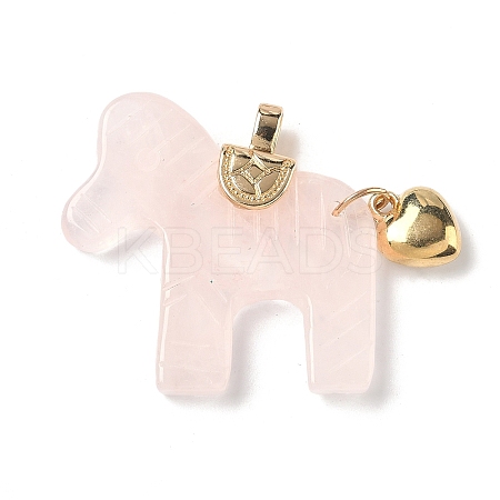 Natural Rose Quartz Carved Pendants G-C274-02G-1