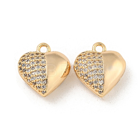 Brass Micro Pave Clear Cubic Zirconia Charms KK-Z057-05G-1
