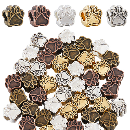 50Pcs 5 Colors Tibetan Style European Beads MPDL-SC0001-09-1
