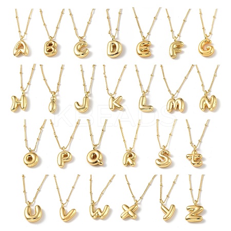 Initial Letter Brass Pendant Necklace NJEW-A015-21G-1