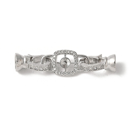 Brass Pave Clear Cubic Zirconia Fold Over Clasps KK-M320-13P-1