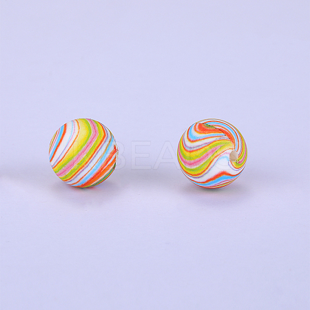 Printed Round Silicone Focal Beads SI-JX0056A-57-1